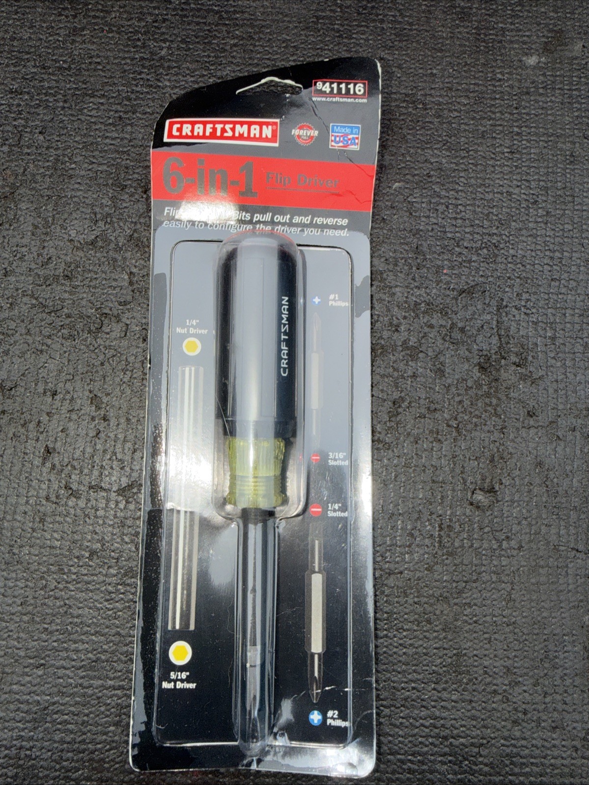 Rare Sears Craftsman USA Nos Flip Driver 6 In 1 Screwdriver 41116