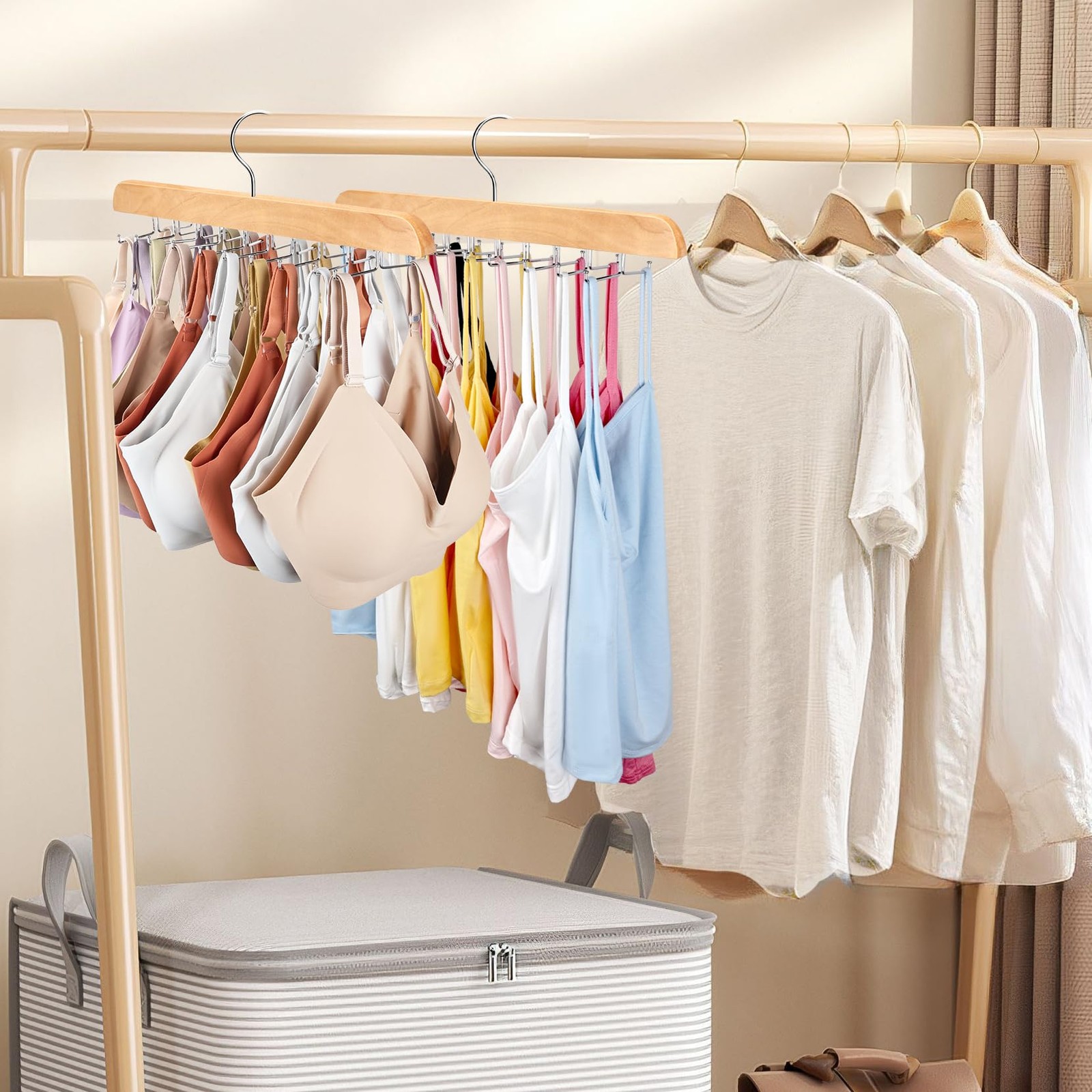 Tank Top Hanger with Premium Wood, 20 Large Capacity, Space Saving,360 Degree...