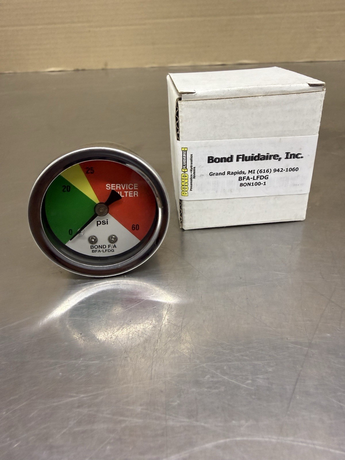 Bond Fluidaire BFA-LFDG Service Filter Pressure Guage BON100-1 New In Box