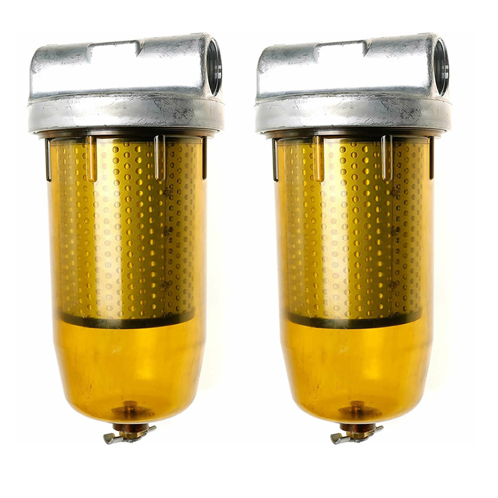 2X For GOLDENROD 496 Bowl Water-Block Fuel Tank Filter w/ 1" NPT Top Cap