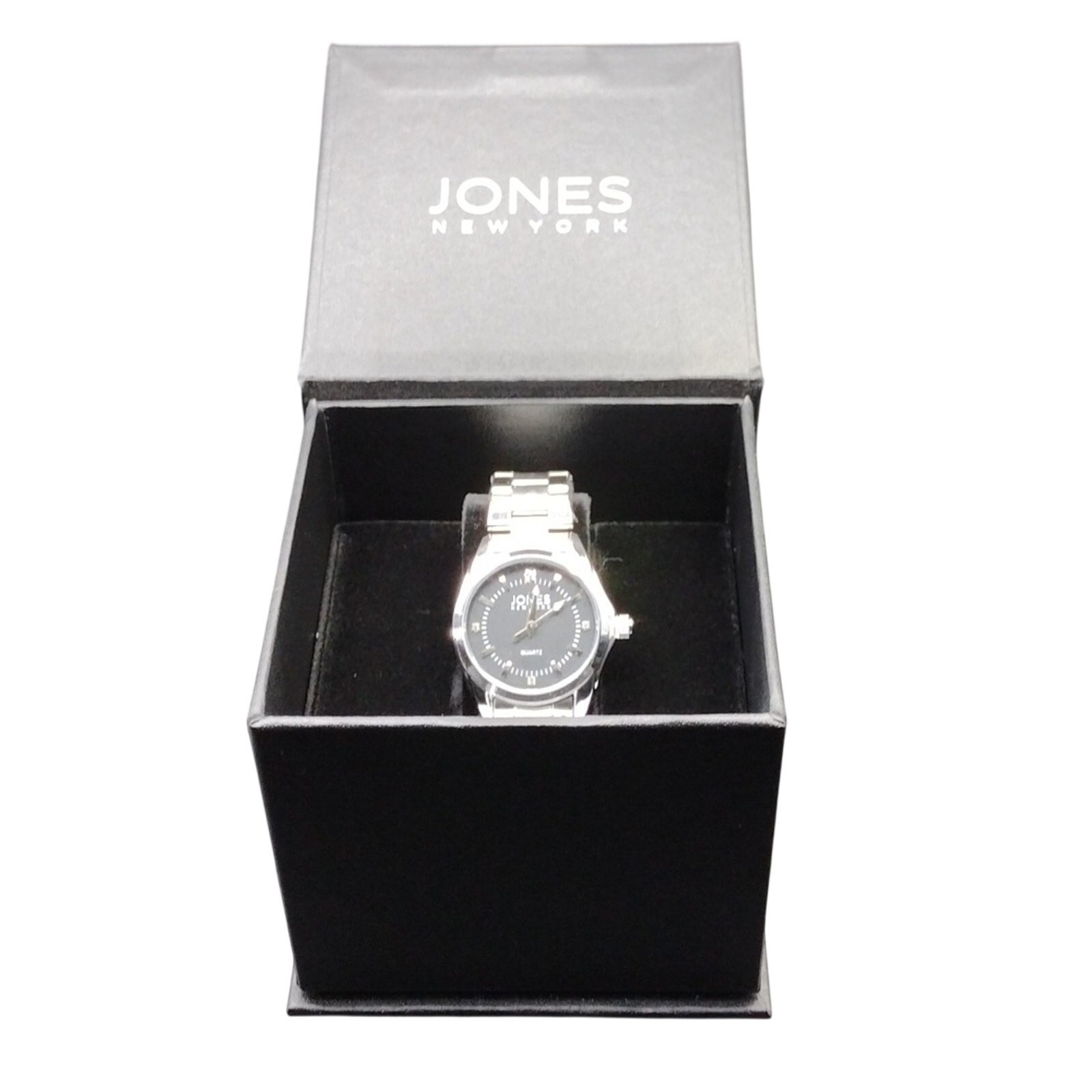 NWT Jones New York Men’s Silver Black Metallic Watch Elegant Preppy Formal