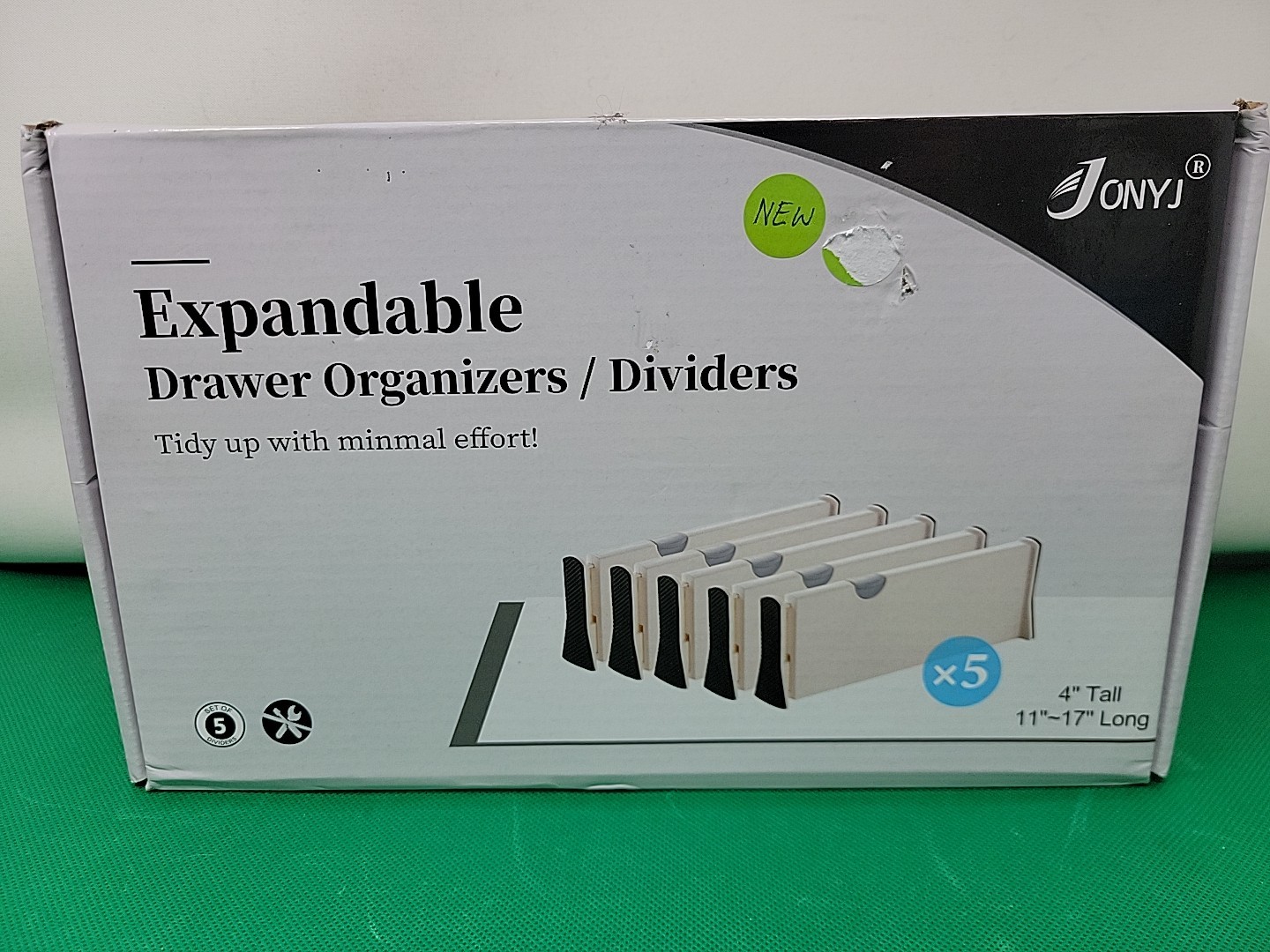 5 jonyj expandable drawer organizers, 4 tall 11_17 Long, Open Box