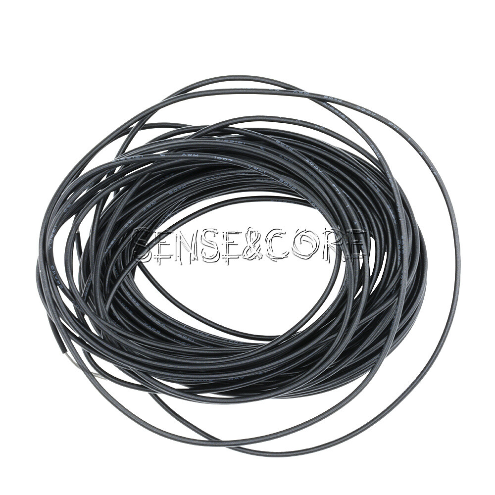 Flexible Stranded of Hook-up UL 1007 24 AWG Wire Cable Black 10M 300V-