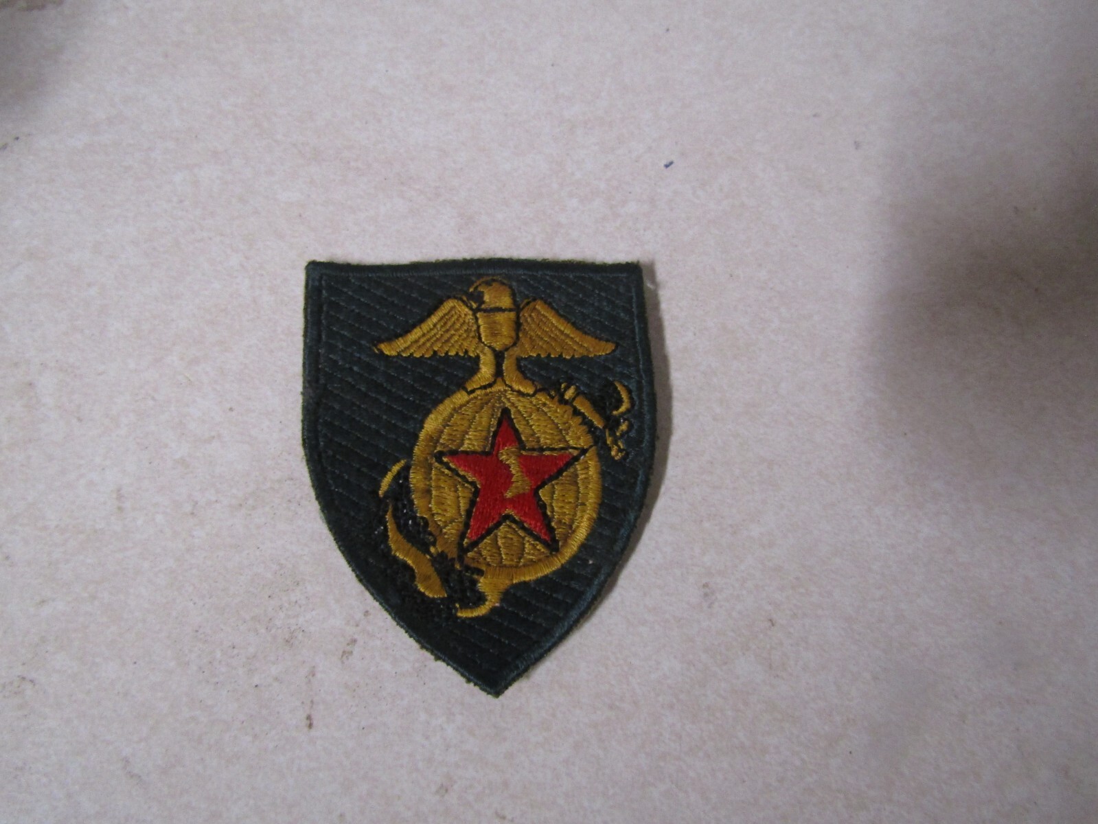 MILITARY PATCH SEW ON OLD VIETNAM ERA RVN MARINE DIVISION VOLUNTEER FORCE RED ST