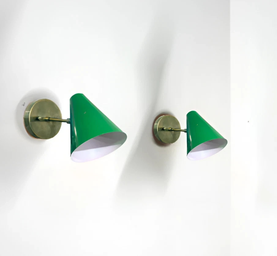 1950's Mid Century Italian Wall Sconce Light Fixture Handmade Brass Wall Sconce