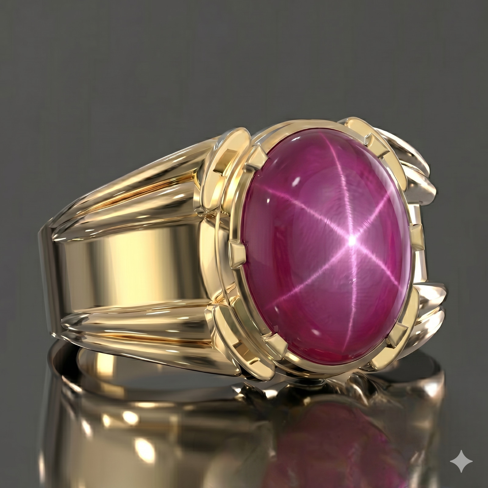 6 Ray Pink Star Sapphire Ring 925 Sterling Silver Lindy Star Gemstone Mens Ring