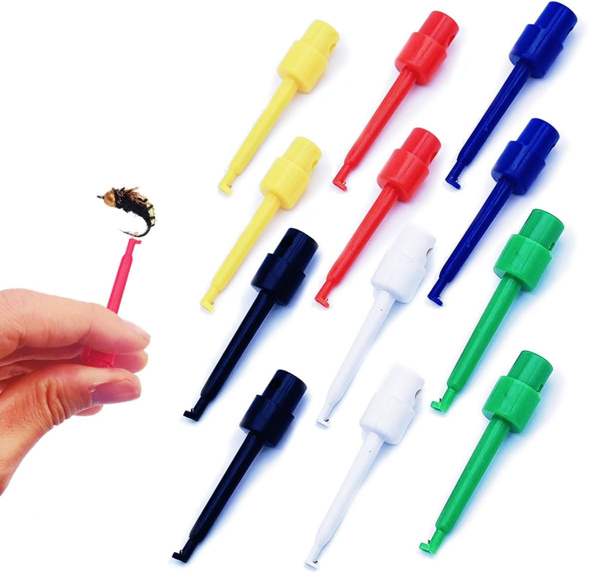 12 PCS Hackle Pliers For Fly Tying Plastic Hook Fishing Lures Display Tools