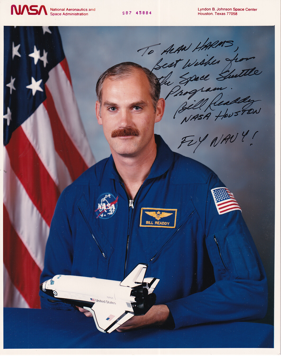 William F. Readdy - Original Signed NASA Large Photo