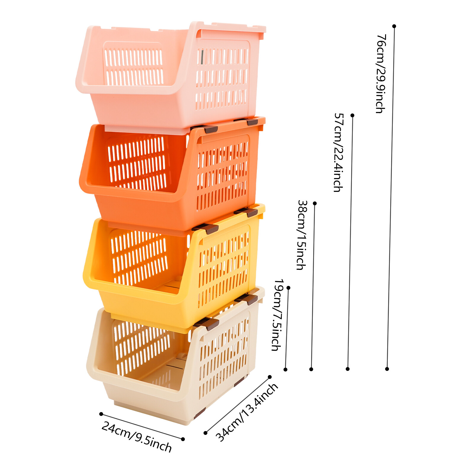 4PACK Household Plastic Storage Baskets, Small Pantry Organizer Bins Stackable