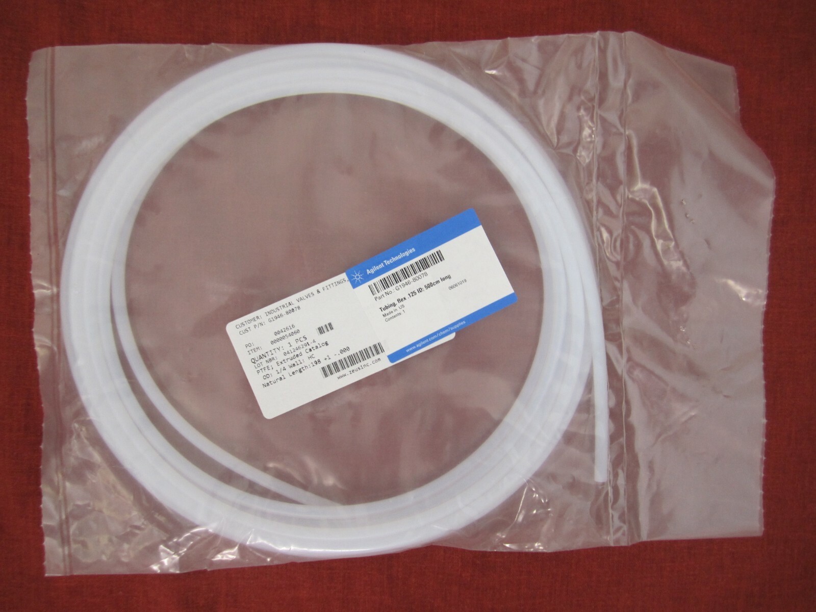 Agilent G1946-80078 Flexible tubing, PTFE, 0.125-inch id, 500 cm FAST SHIPPING