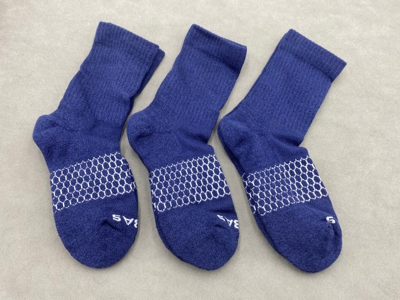 3 Pairs Bombas Men Honeycomb All-Purpose Performance Size L Calf Sock dark blue