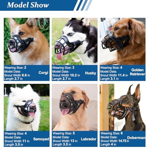 Dog Muzzle, Basket Muzzle Anti Biting Chewing, Sturdy 3 (Snout 9½-10½") Black