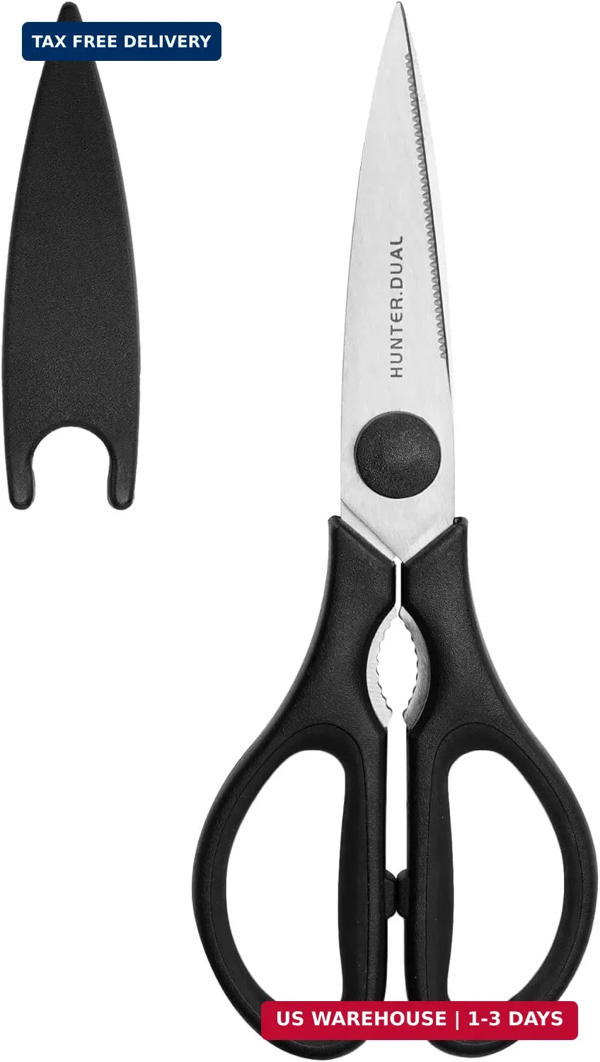 Come Apart Kitchen Scissors Heavy Duty Poultry Shears 8.35 Inch Black Food Grade