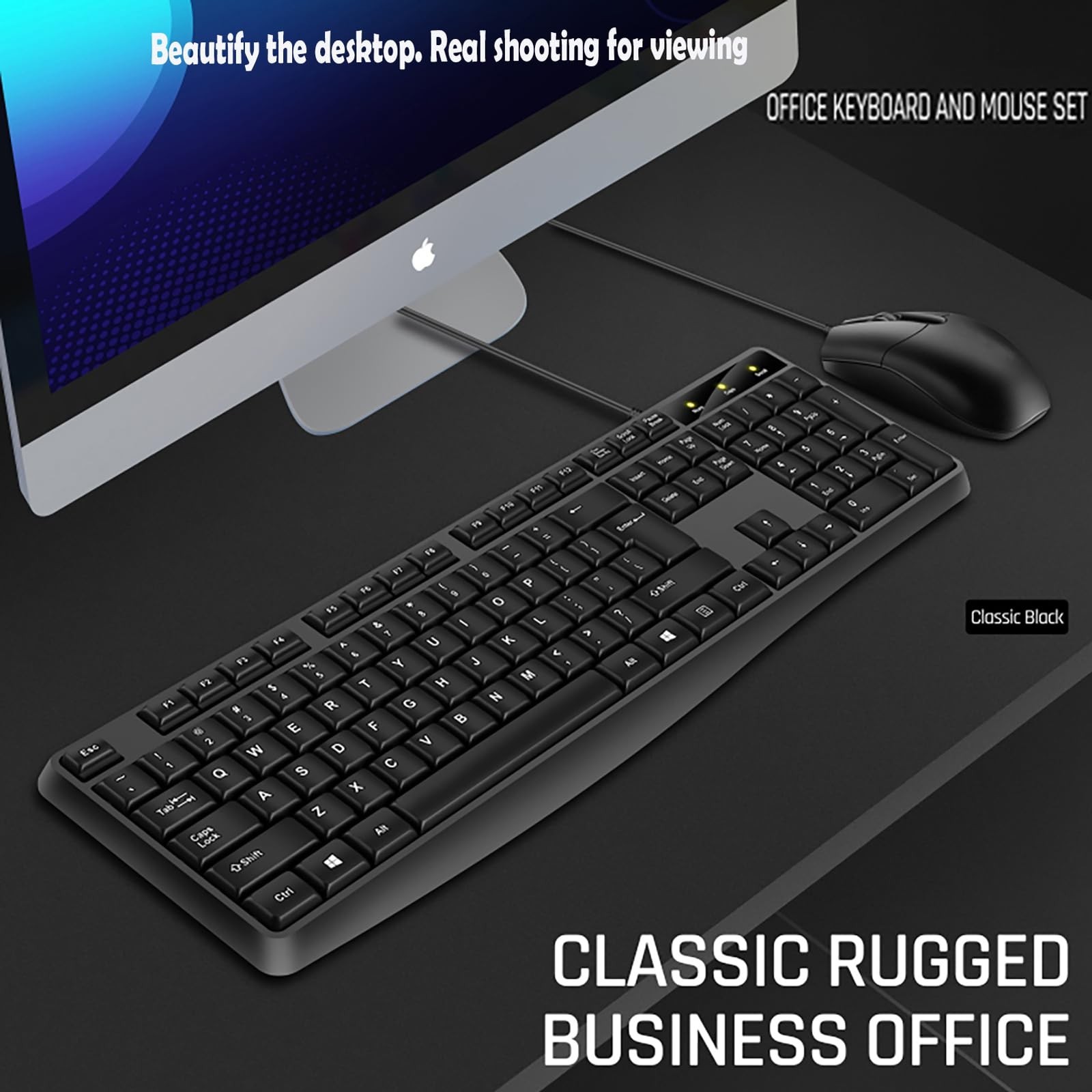 Wired Keyboard and Mouse Combo, Full-Sized Ergonomic Computer Keyboard and Op...