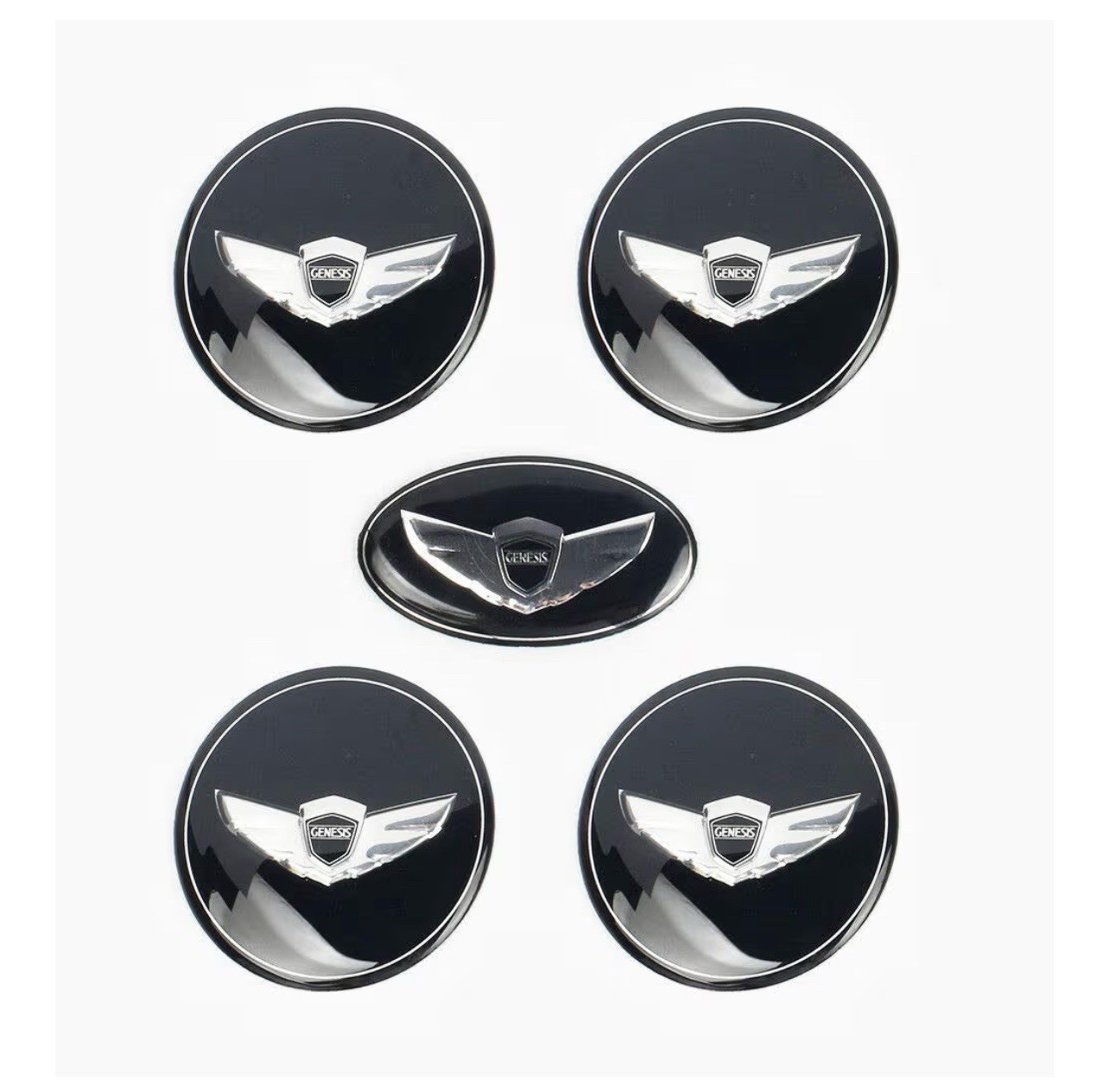 5X For Genesis Wheel Center Stickers Wing Logo Steering Wheel Sticker Set 56mm