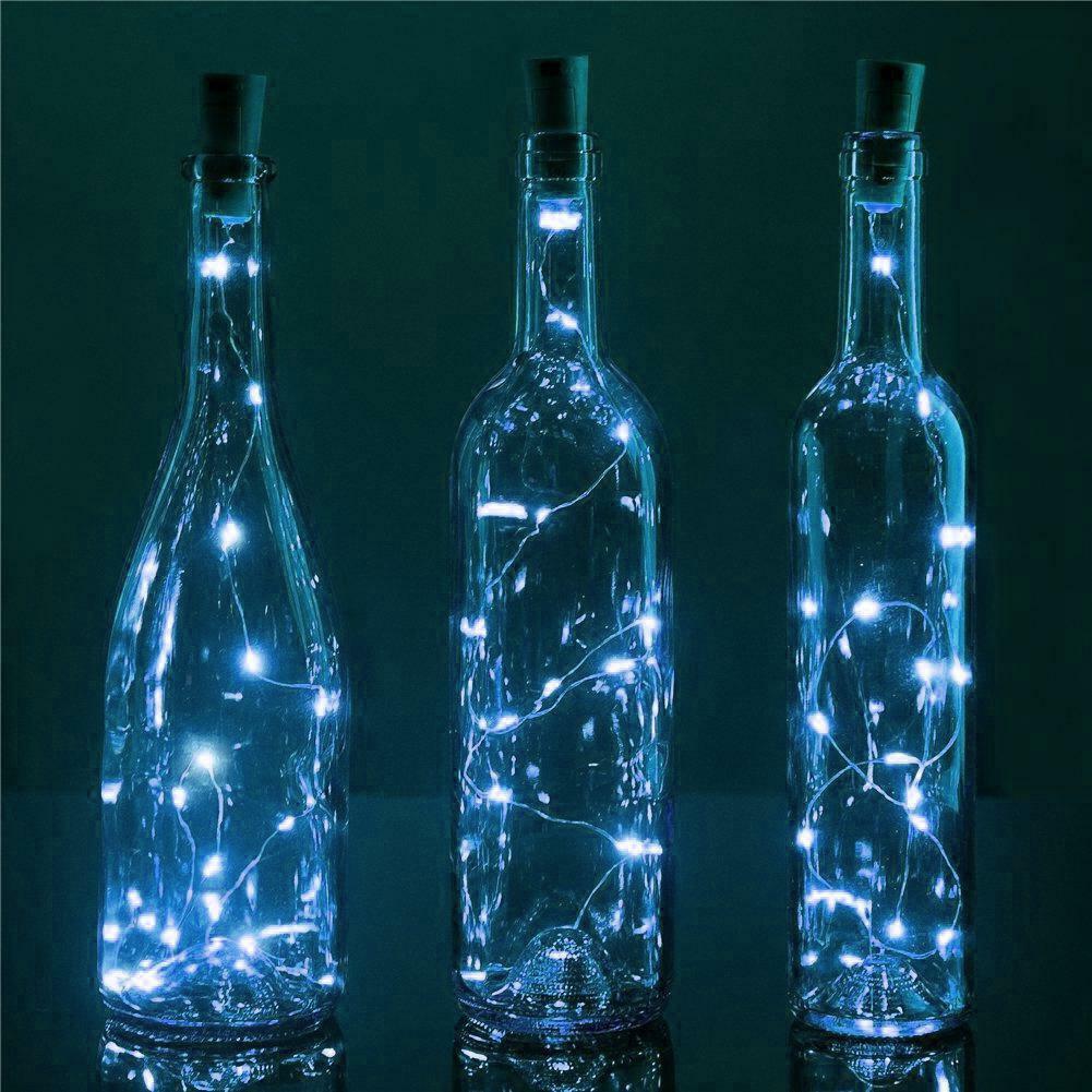 BULK PACK (3) 20 Cool White LED Cork Wine Bottle Fairy String Light Stopper, 40"