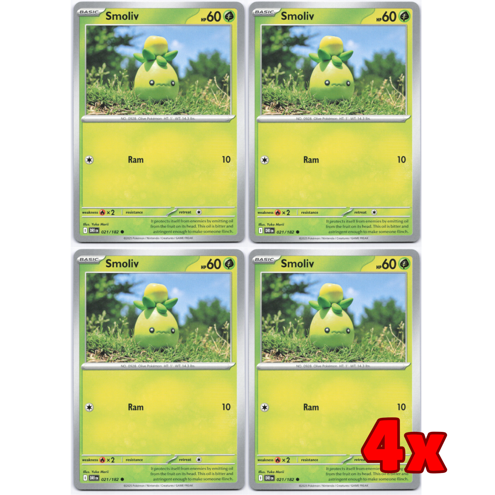 Pokémon TCG 4x Smoliv 021/182 Destined Rivals Playset NM