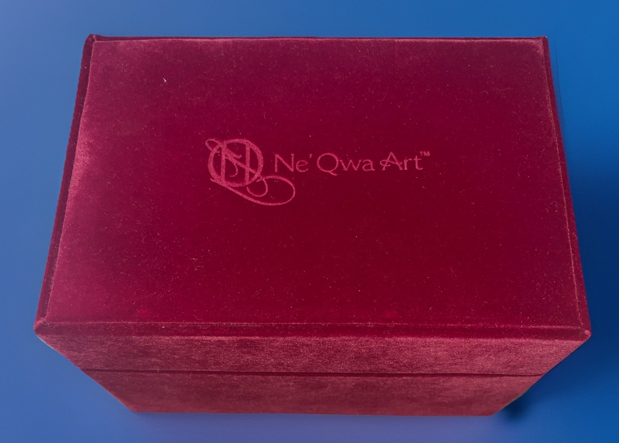 VTG. Box Only Ne’Qwa Art Red Velvet Ornament Box 8”X5.5”X5”  Preowned Used VGC