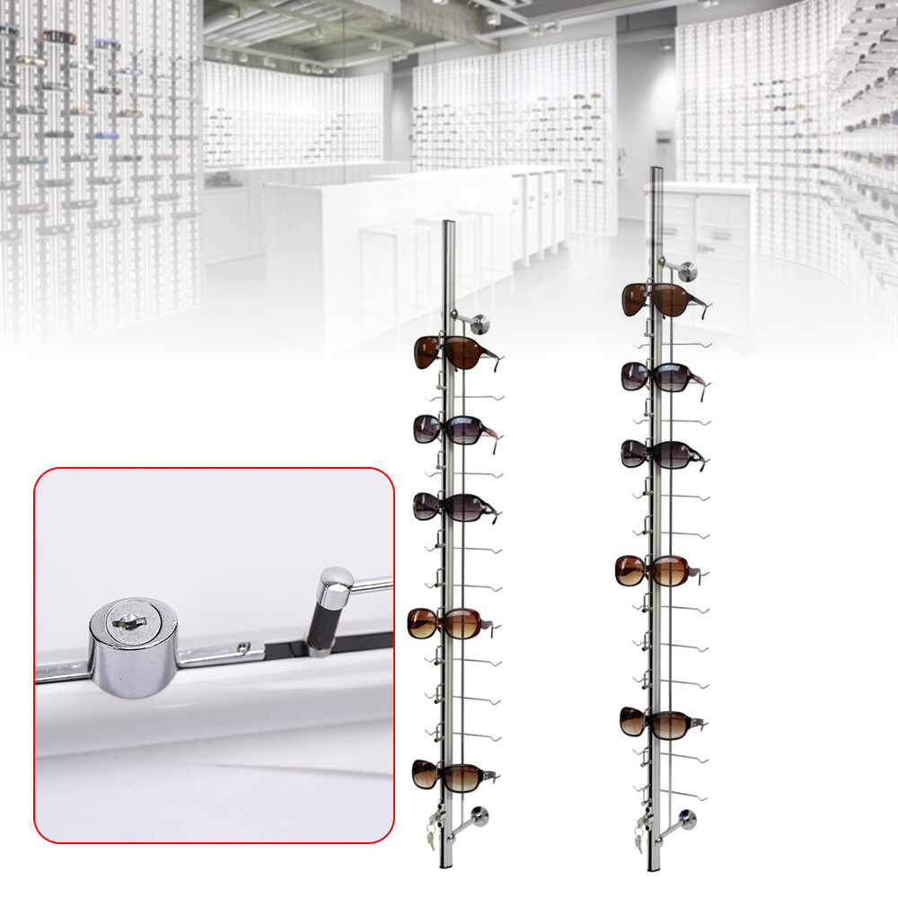 10 Pcs Aluminium Lockable Eyewear Eyeglasses Sunglasses Display Rod Frame Rack