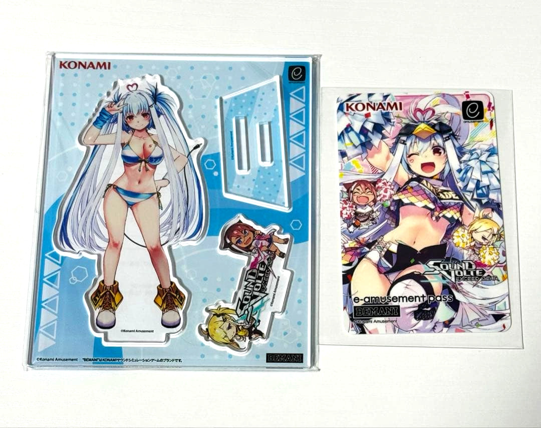 Konami e-AMUSEMENT PASS Card SoundVoltex Exceed Gear SDVX Ichika & Acrylic Stand