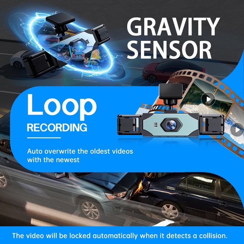 360 Degree View 4 Channel Dash Cam Front and Rear Inside Left Right, Dash Camera