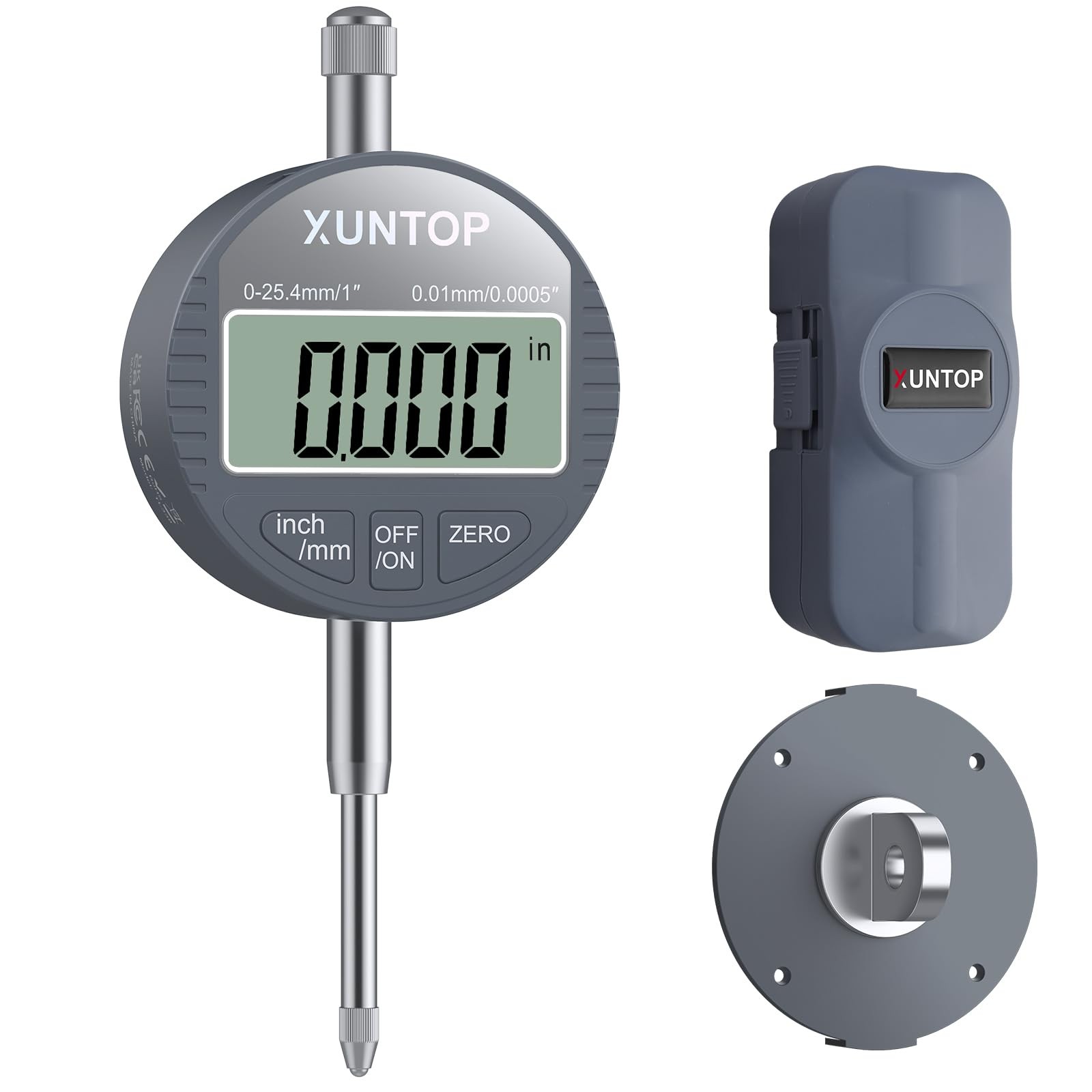 XUNTOP Digital Dial Indicator 1inch/0.0005inch LCD Display Electronic Dial...