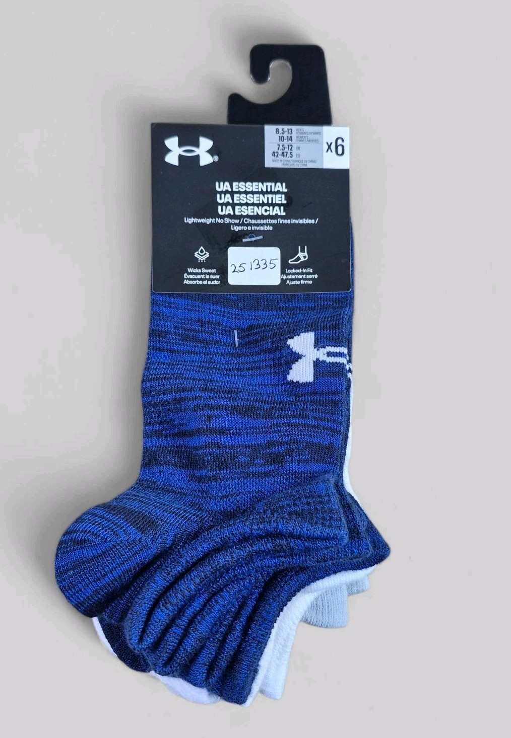 UNDER ARMOUR Mens Socks No Show Lightweight Wicks Sweat 6 Pair Shoe Size 8.5-13
