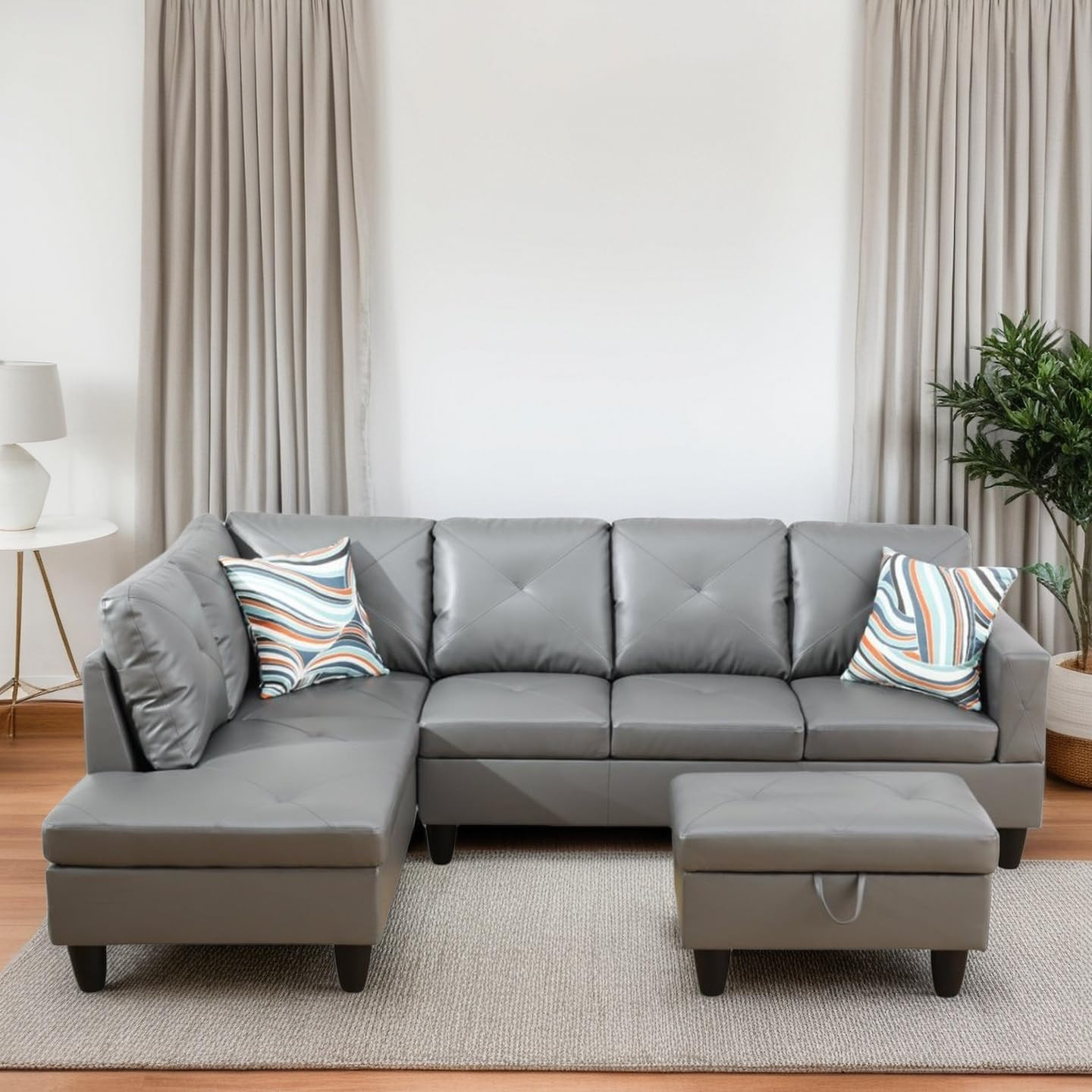 L Shaped Couches for Living Room, Sectional Couch Living Room Furniture with Sto