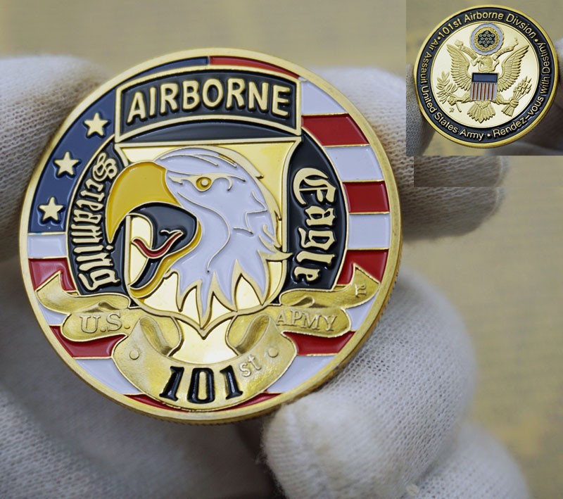 American US Military Air Force 101st Airborne Division Gold Eagle Challenge Coin