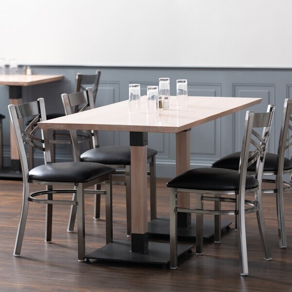 30" x 60" Rectangular Solid Wood Live Edge Restaurant Table Top in White Wood