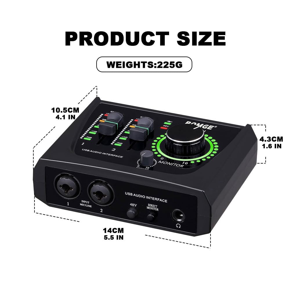 BOMGE mini 2 Channel USB Audio Interface for Recording, Streaming and Podcast...