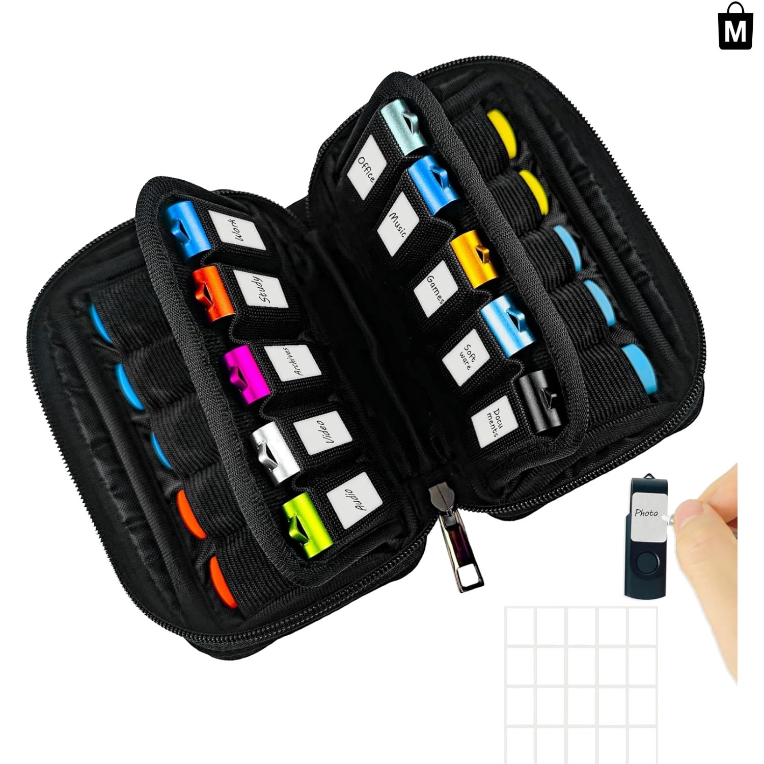 20-Slot Neoprene Flash Drive Storage Case - Keep Your USB Drives Safe