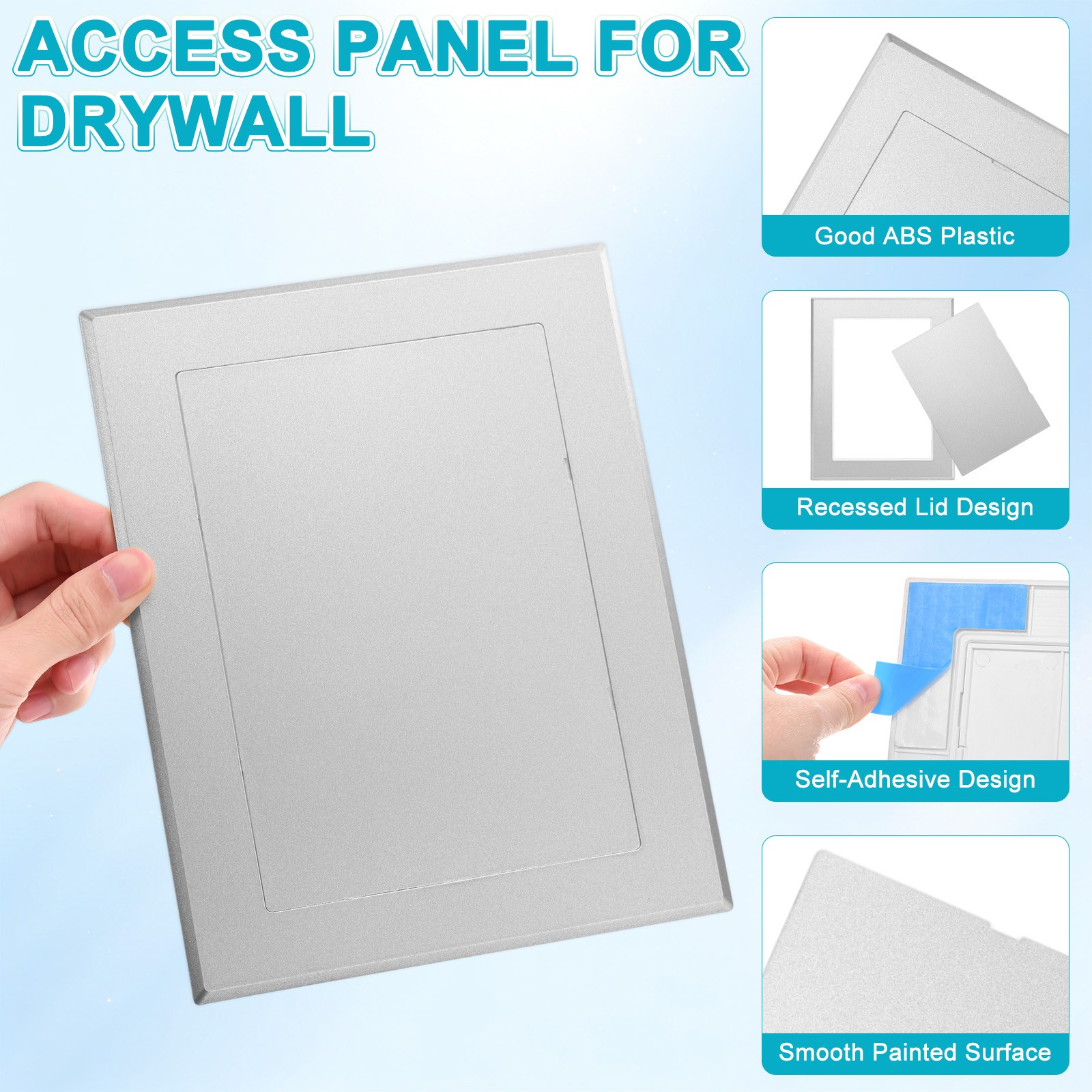 1-Pack Access Panel for Drywall, 7x5" Plastic [Silver Tone, Rectangle]