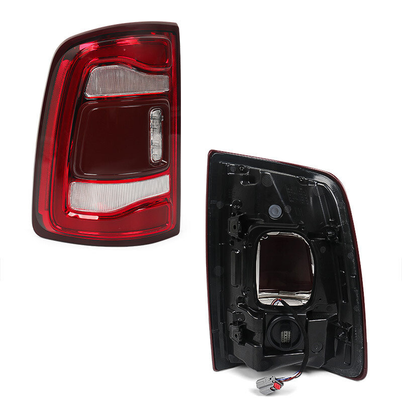 Pair For 2019-2024 Dodge RAM 2500 3500 Red Bezel LED Tail Lights w/ Blind Spot