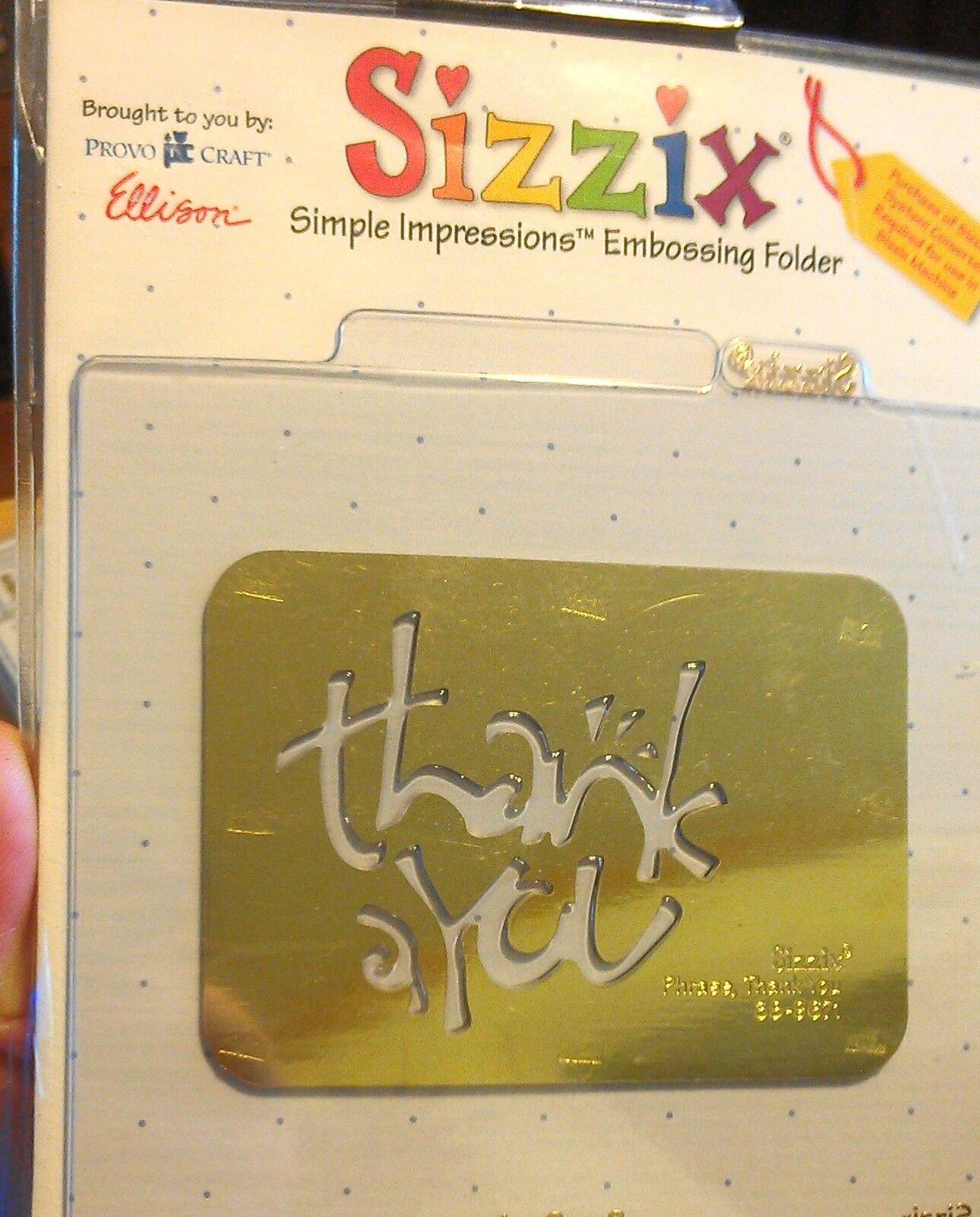 Sizzix Ellison Thank You Craft Scrapbook Brass Embossing Folder Too 38-9671  NEW