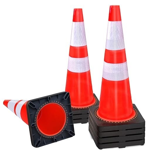 Safety Cones 8 PCS 28'' Collapsible Traffic Cones W Reflective Collars