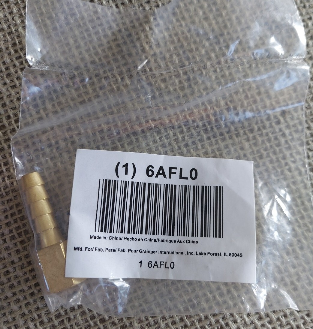 6AFL0 Barbed Hose Fitting,Hose ID 1/4",NPT