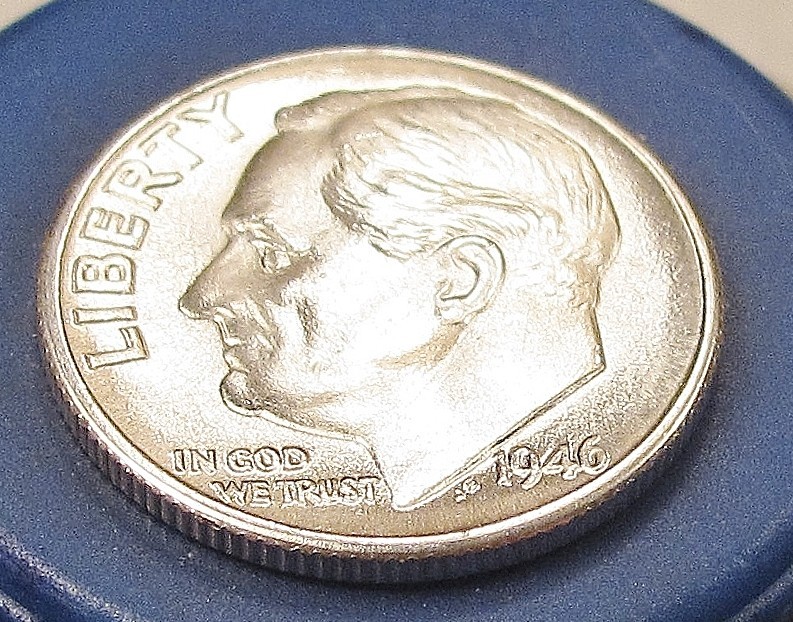 1946 D  Gem Brilliant Uncirculated Dime 90% Silver   Blast White Luster #318