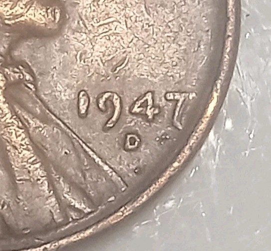 1947 D DBL 7,Mint Error Coin,Lincoln Wheat Cent Penny Coin,Free Shipping!!!