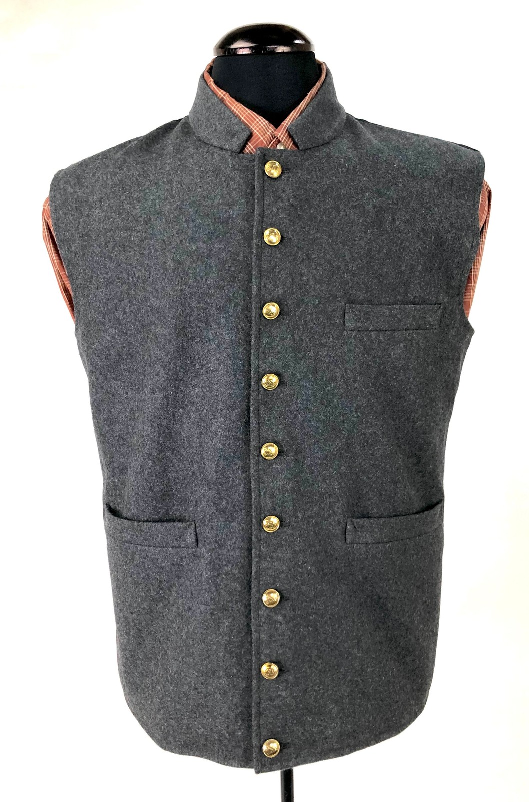 Confederate Civil War Charcoal Grey Vest Size 48