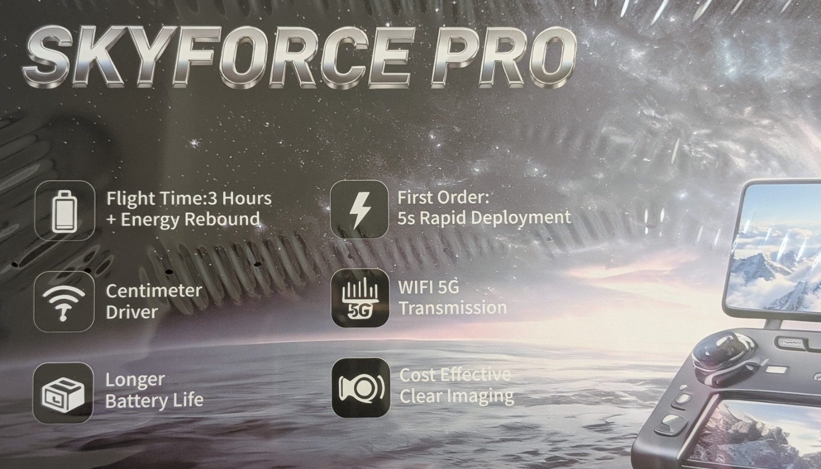 SKYFORCE PRO 8K HD Camera Foldable Drone w Smart Controller New & Sealed in Box