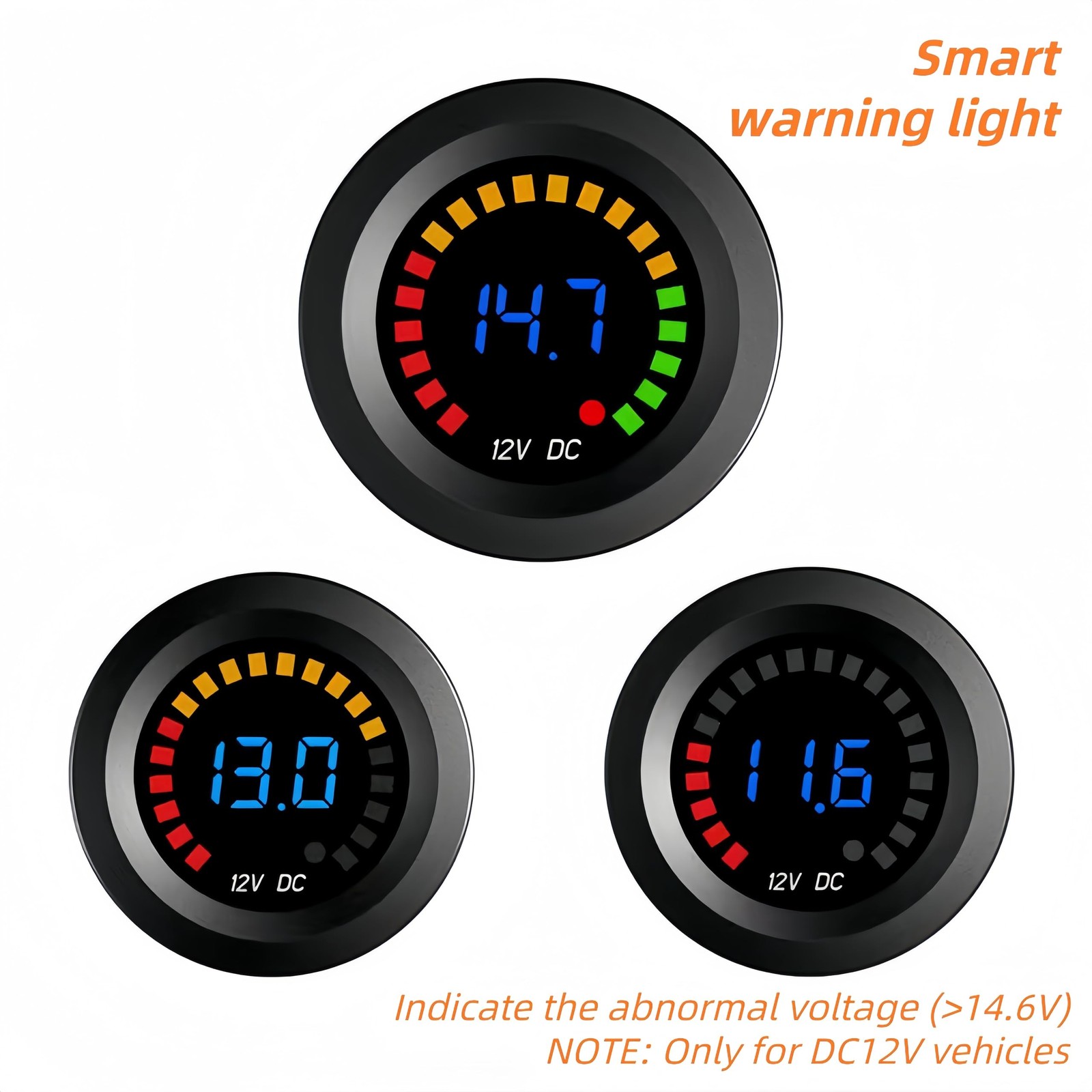 2PCS DC12V Battery Voltage Meter, LED Digital Display Car Voltmeter, IP65 Wat...