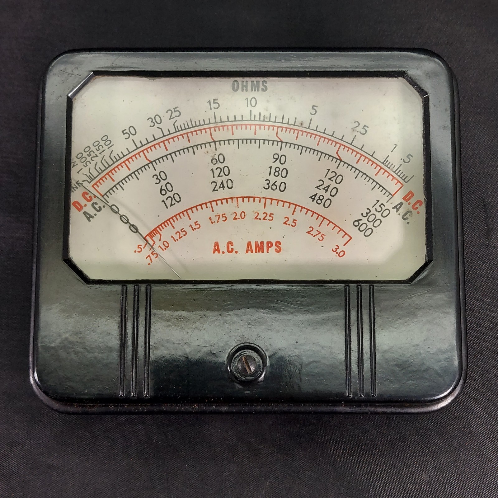 Superior Instruments Panel Meter AMPS & OHMS Analog Indicator Vintage Untested