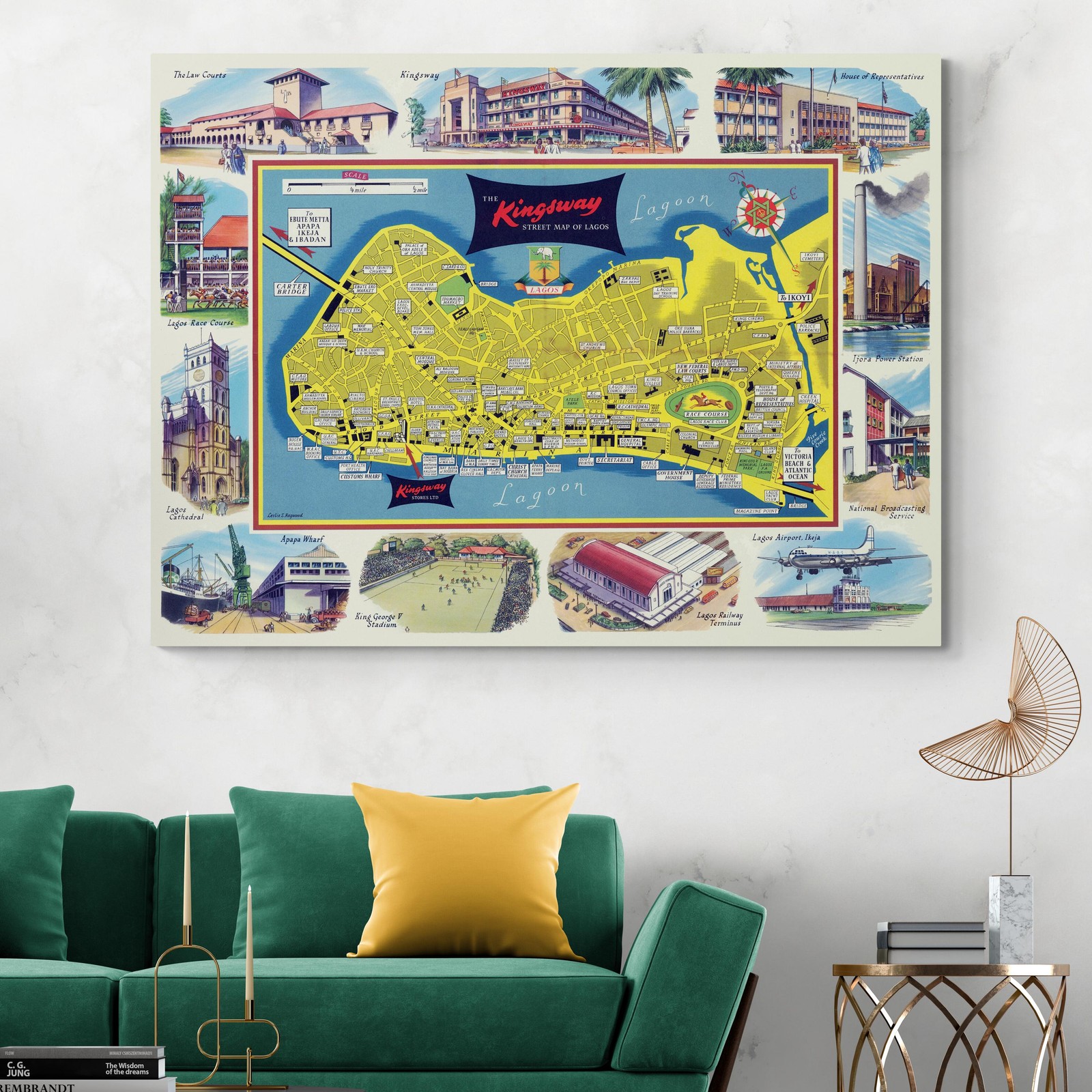 1958 Map of Lagos Nigeria African Geography Nigerian Cartography History Decor