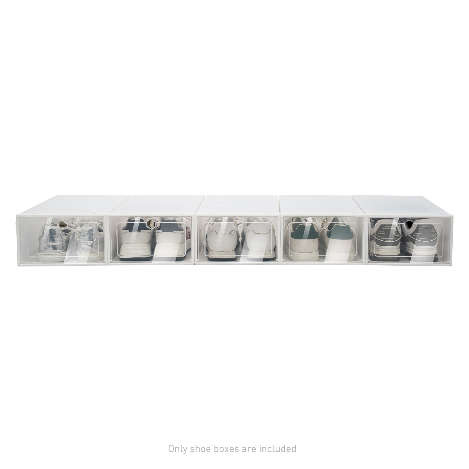 20pc Large Plastic Shoe Storage Boxes Drawer Stackable Foldable Organiser Clear
