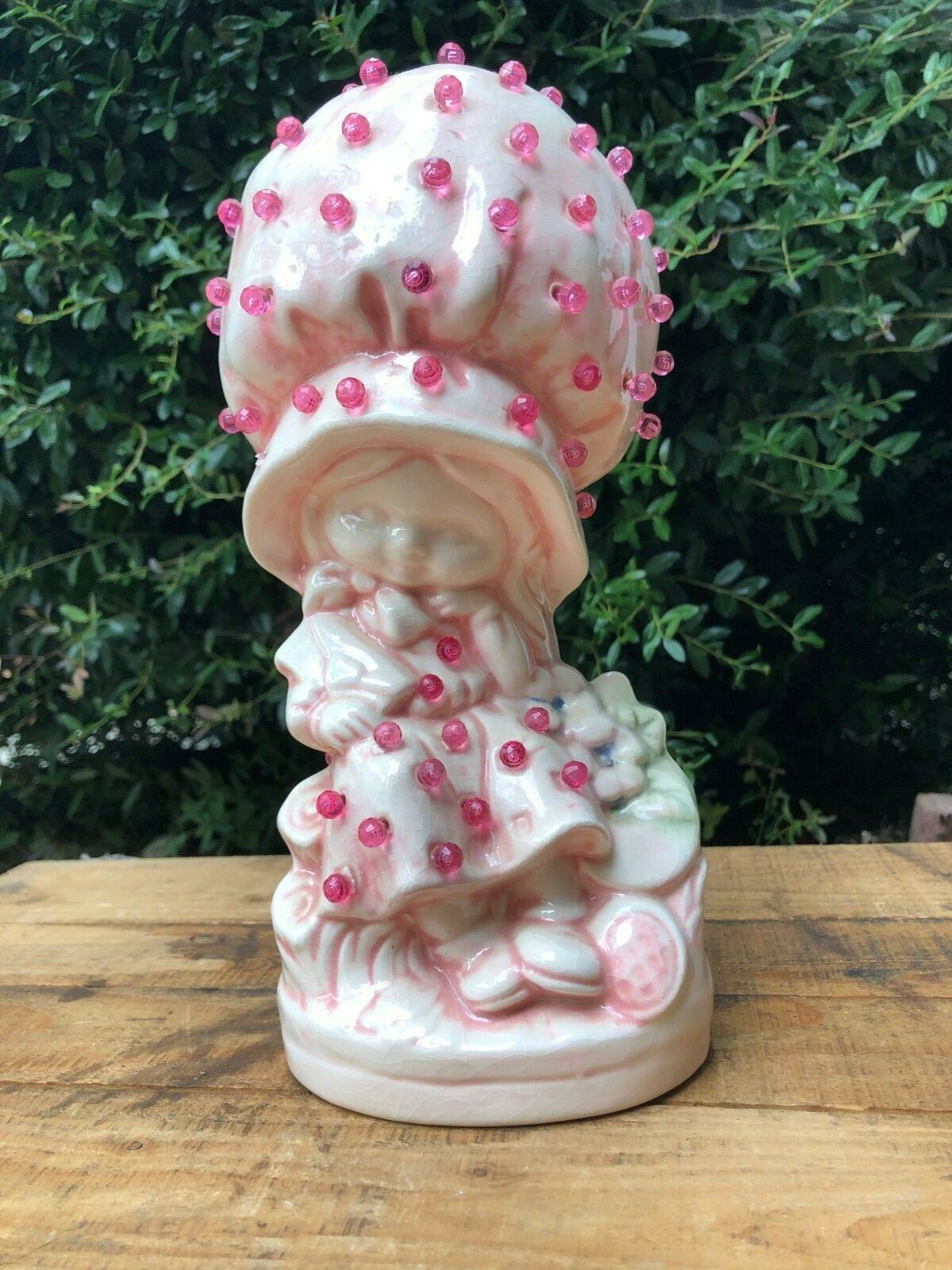 Vintage RARE HOLLY HOBBY Ceramic Peg Lamp Light Pink and White Lamp NO LIGHT