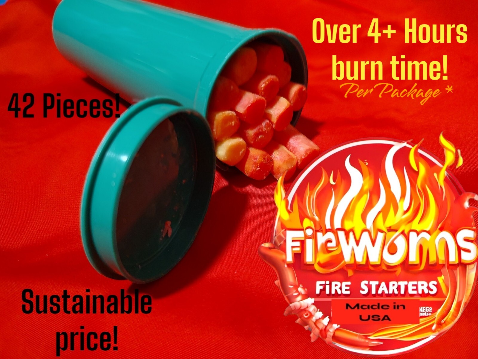 *Fire Worms* Fire Starters, Fire Plugs- Fire Starting Tinder - Made in the USA