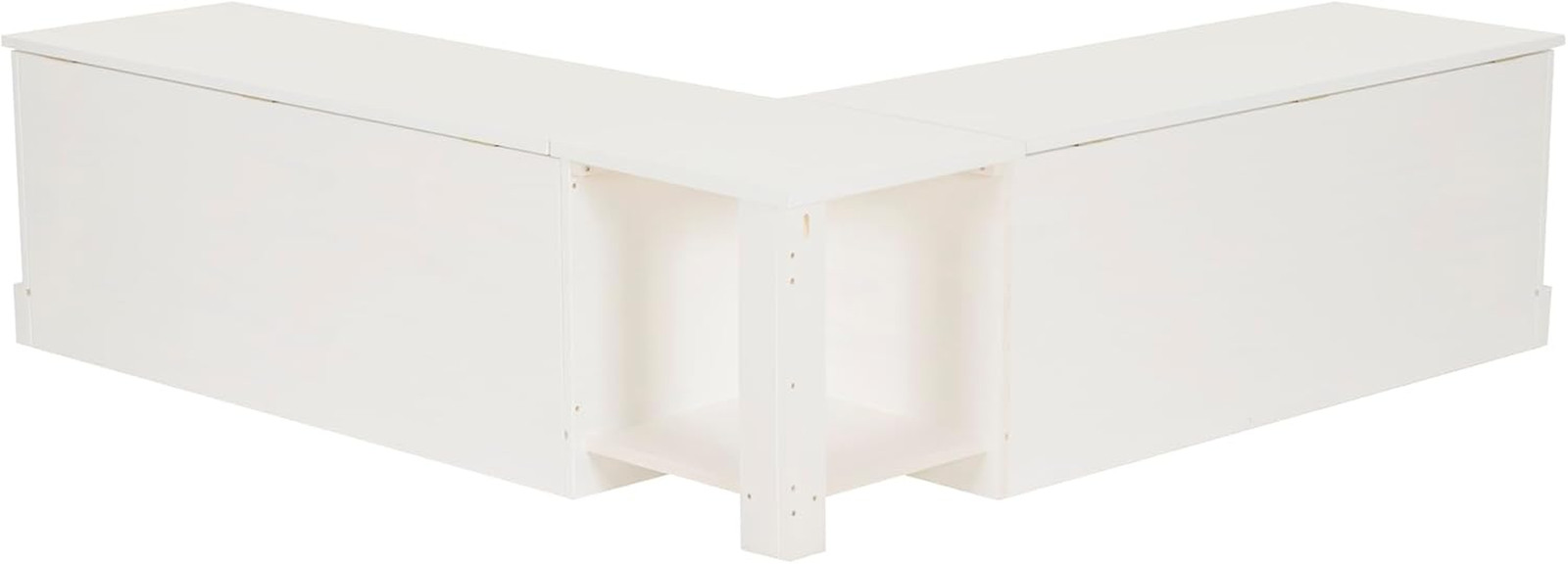 Harris White Solid Pine Backless Nook with Hidden Storage Solution