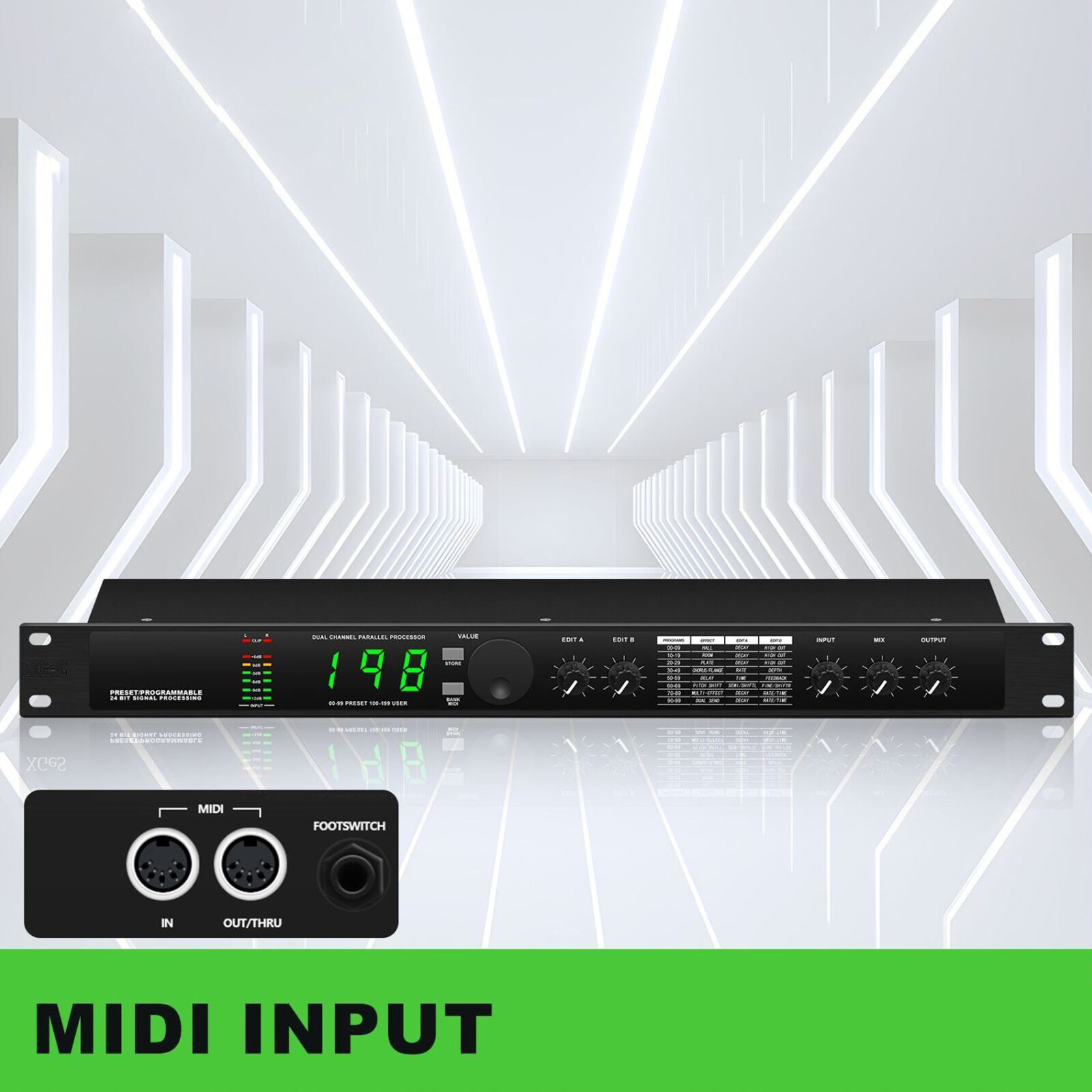 Professional Digital Reverb Multi Effect DSP Audio Processor Equalizer
