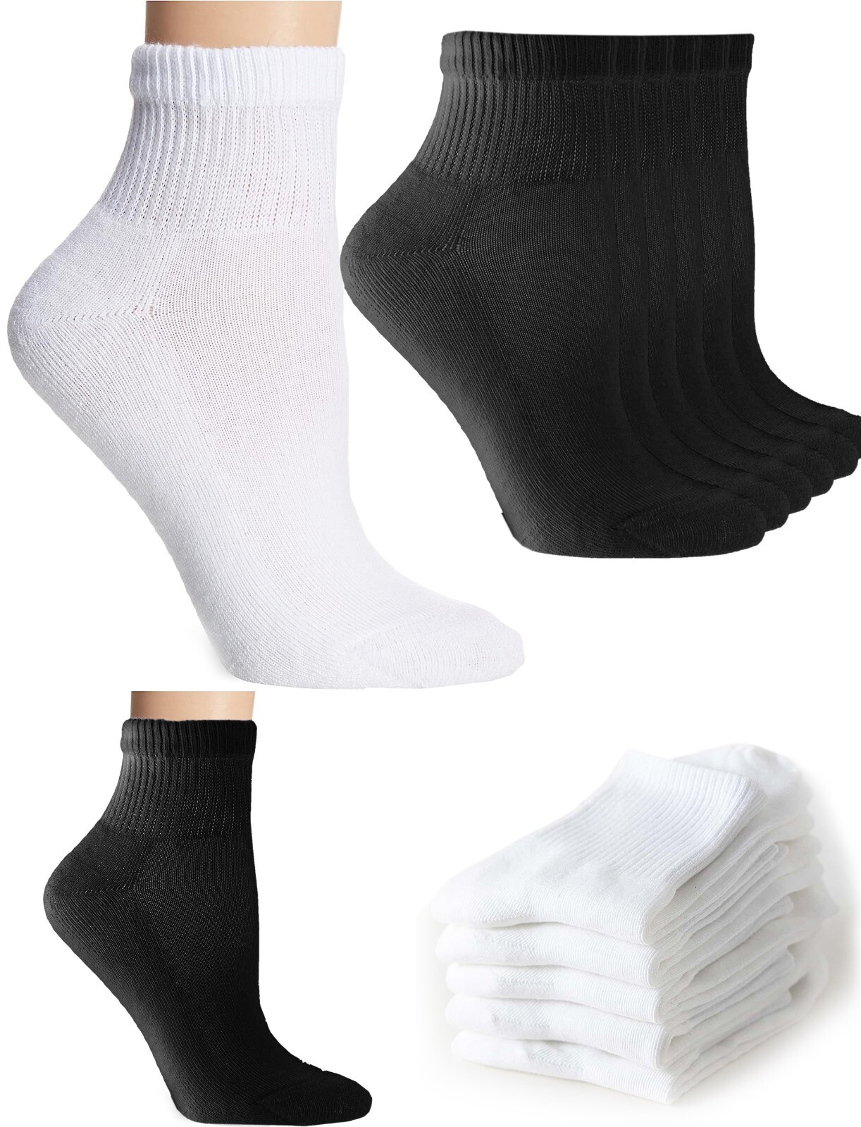 Premium Women's 3-Pack Cotton Cushioned Athletic Ankle Socks Soft and Stretchy